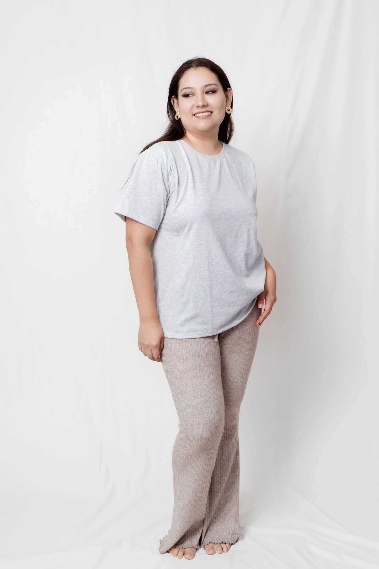 Blusa Básica de Lactancia - Gris