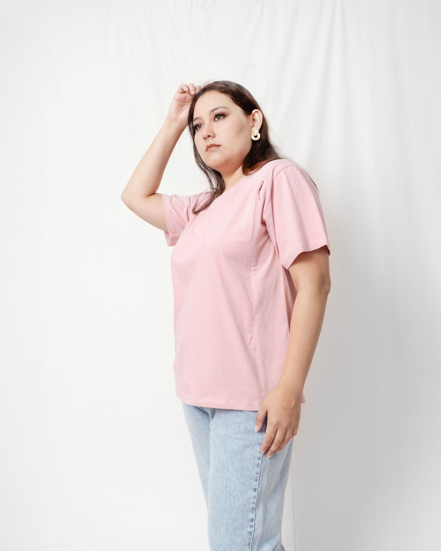 Blusa Básica de Lactancia - Palo Rosa